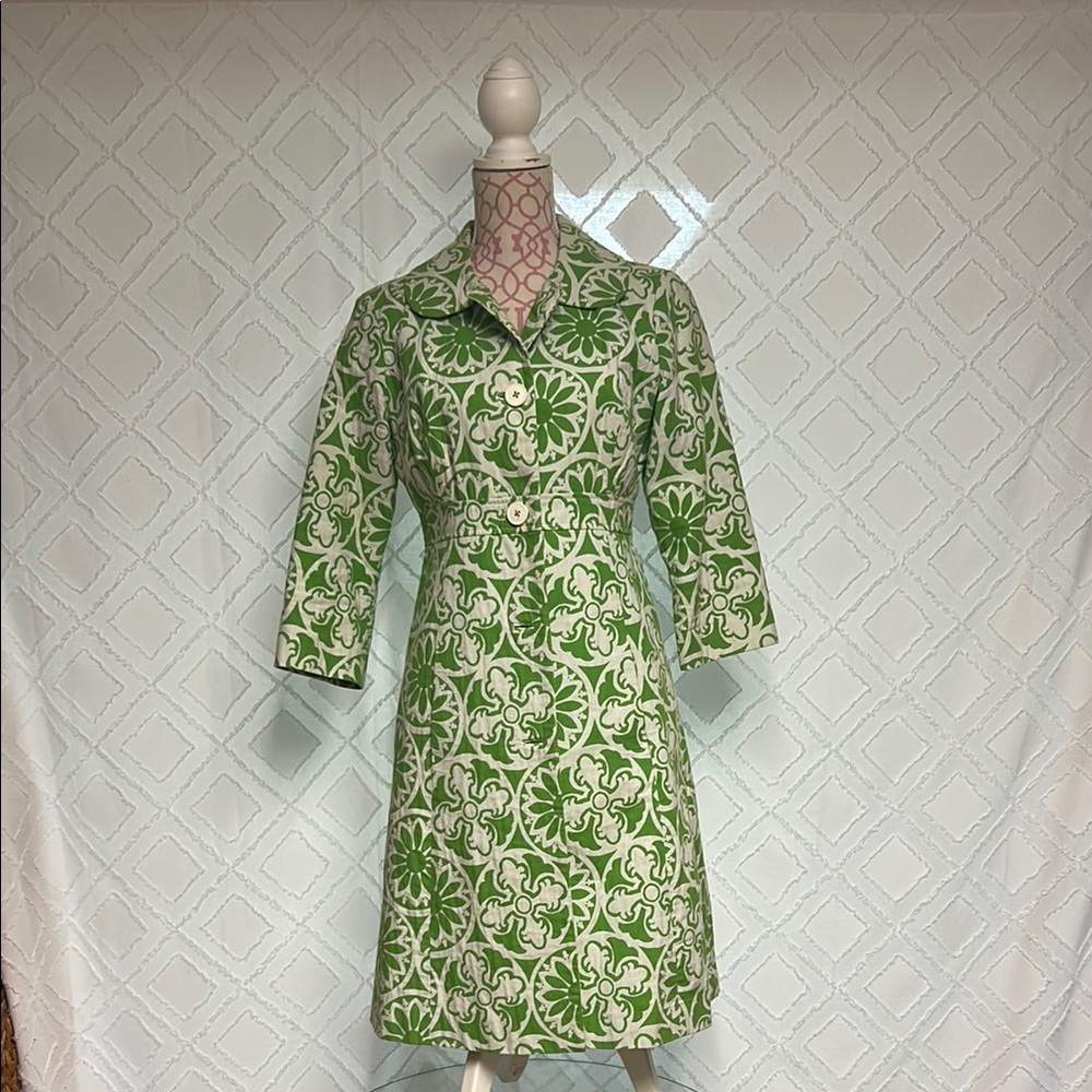 Lilly Pulitzer Green and Cream Floral Coat and matching skirt